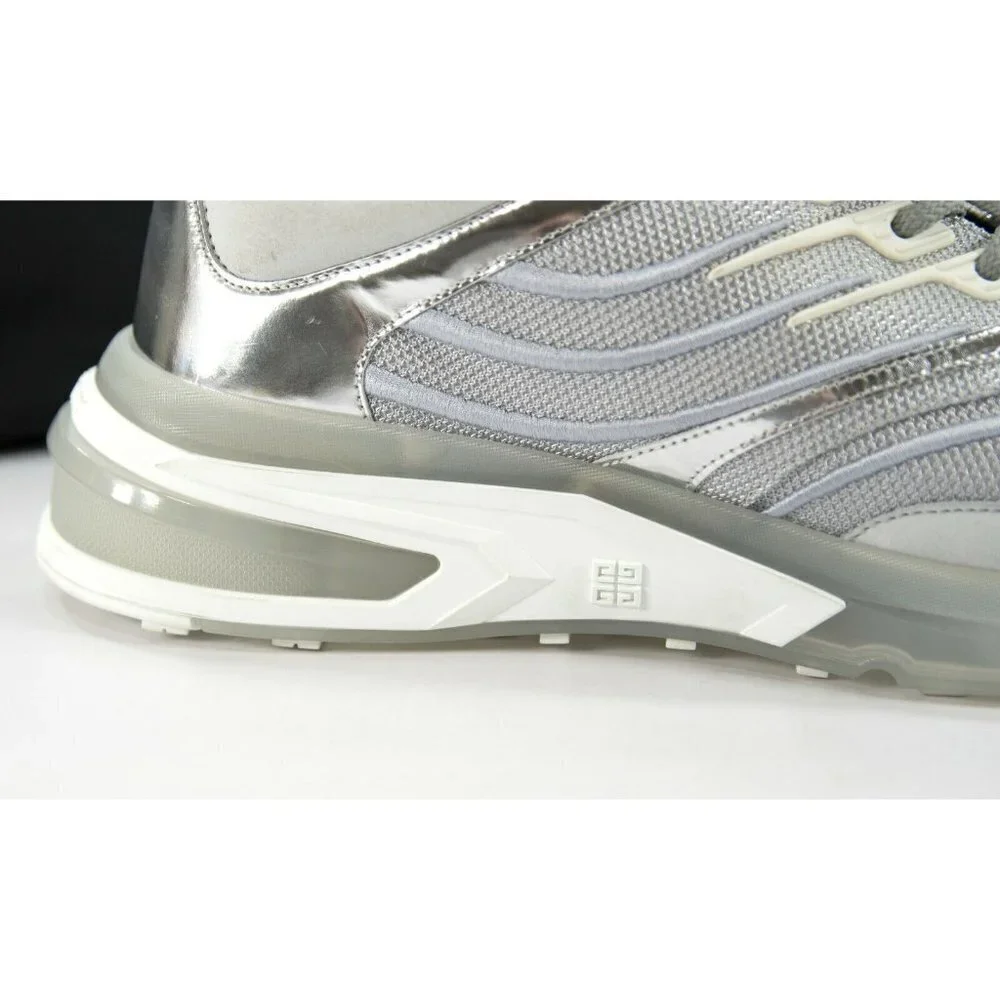 Givenchy Mens GIV 1 Silver Metallic Calf Leather Sneakers 46 NIB - Picture 3 of 12